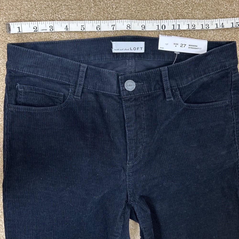 Loft Modern Straight Corduroy Pants Black Womens Size 4 / 27 NWT - Picture 4 of 12